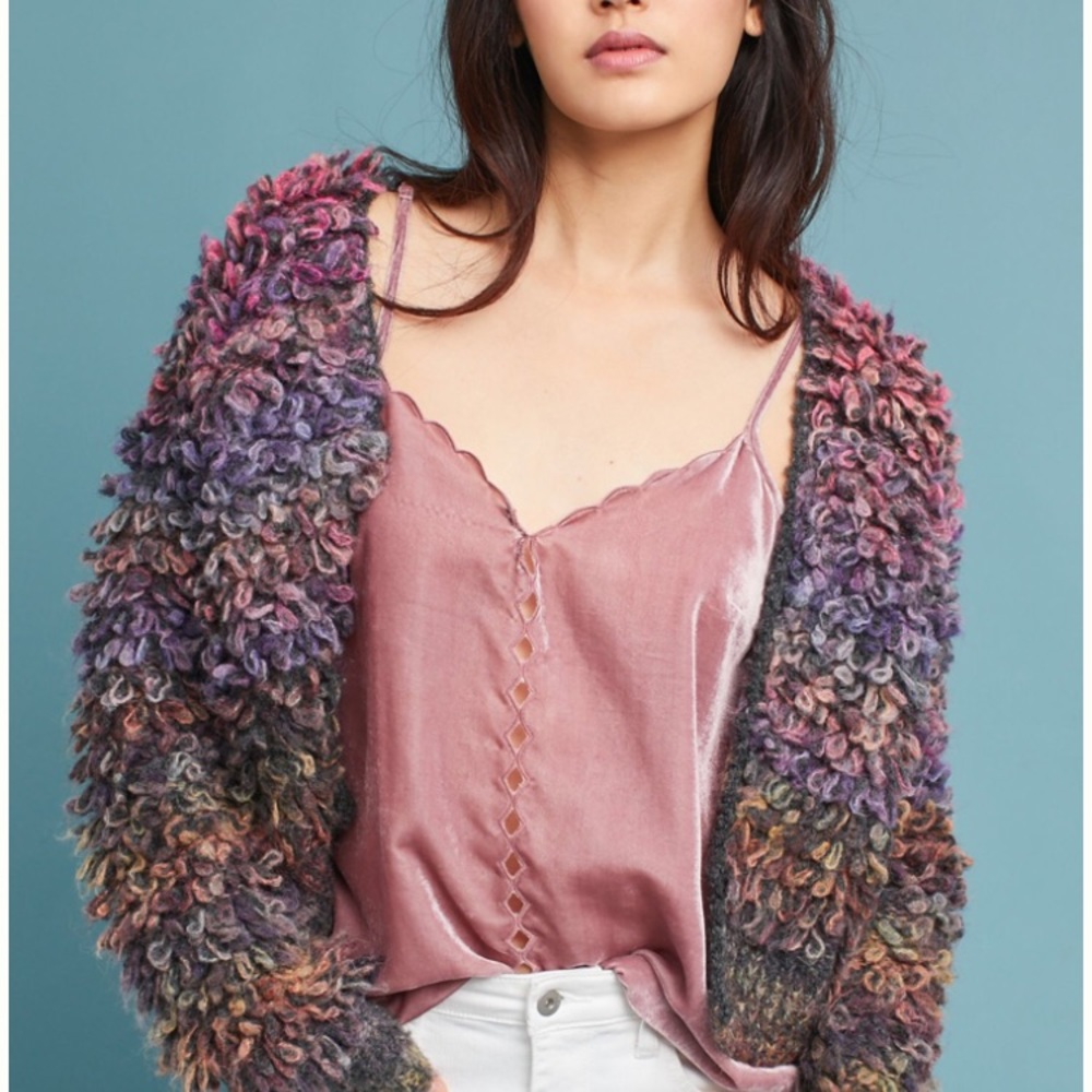 Maeve Dusty Rose Velvet Lace-Up Cami Tank M Anthropologie
